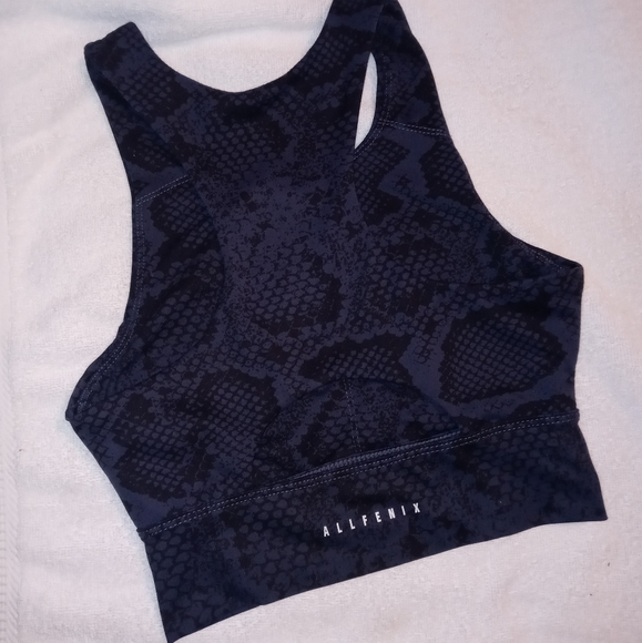 All Fenix | Navy Snake Long Bra Snakeskin Print Sports Bra Size Small - Picture 1 of 10